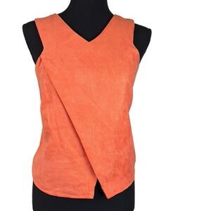 Do+Be Wrap Front Back‎ Zip Tank Peach Large Sleeveless Soft Sueded Microfiber